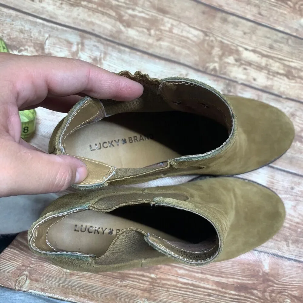 Lucky Brand Womens 9 EU 40 Yamka Chelsea Wedge Ankle Boots Booties Suede Leather